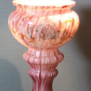Vintage Glass Vase BOHEMIAN CZECH Pink Splatter Hand Blown Hand Painted